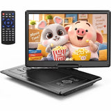 CocoBear 15.5" Portable DVD Player for Car with Swivel Screen, Built-in Battery 4-6H, 270° Rotation, Car Charger Included, Kids Travel Entertainment Player Black