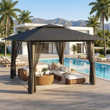 Lofka 13'x13' Pop Up Canopy Tent, UPF50+ UV Protection Outdoor Gazebo, Anti-Mosquito Height Adjustable Patio Canopy with Ventilated Roof for Backyard Party Camping