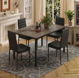 Asofer Dining Table Set for 4 with PU Chairs, Kitchen Table and Chairs for Dining Room Breakfast Nook, Gray