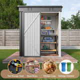 Asofer 5'x3' FT Storage Shed, All-Weather Metal Utility Tool Shed with Single Lockable Door for Backyard Patio Garden Farmhouse Outdoor Use, Dark Gray