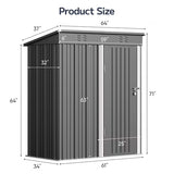 Asofer 5'x3' FT Storage Shed, All-Weather Metal Utility Tool Shed with Single Lockable Door for Backyard Patio Garden Farmhouse Outdoor Use, Dark Gray