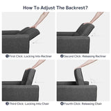 Asofer 3-in-1 Convertible Sleeper Sofa Chair, Adjustable Backrest Futon Couch, Linen Fabric Multi-Functional Recliner Chair Bed, Space Saving Furniture for Living Room Apartment Office, Dark Gray