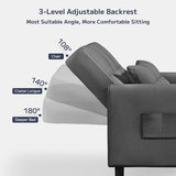 Asofer 3-in-1 Convertible Sleeper Sofa Chair, Adjustable Backrest Futon Couch, Linen Fabric Multi-Functional Recliner Chair Bed, Space Saving Furniture for Living Room Apartment Office, Dark Gray
