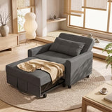 Asofer 3-in-1 Convertible Sleeper Sofa Chair, Adjustable Backrest Futon Couch, Linen Fabric Multi-Functional Recliner Chair Bed, Space Saving Furniture for Living Room Apartment Office, Dark Gray