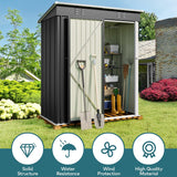 Asofer 5x3ft Dark Gray Galvanized Metal Storage Shed, Weatherproof Outdoor Utility Shed with Lockable Single Door & Side Vent for Backyard Patio Lawn