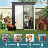 Asofer 5x3ft Dark Gray Galvanized Metal Storage Shed, Weatherproof Outdoor Utility Shed with Lockable Single Door & Side Vent for Backyard Patio Lawn
