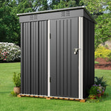 Asofer 5x3ft Dark Gray Galvanized Metal Storage Shed, Weatherproof Outdoor Utility Shed with Lockable Single Door & Side Vent for Backyard Patio Lawn