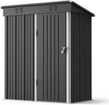 Asofer 5x3ft Dark Gray Galvanized Metal Storage Shed, Weatherproof Outdoor Utility Shed with Lockable Single Door & Side Vent for Backyard Patio Lawn