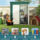 Asofer 5x3ft Green Galvanized Metal Storage Shed, Weatherproof Outdoor Utility Shed with Lockable Single Door & Side Vent for Backyard Patio Lawn