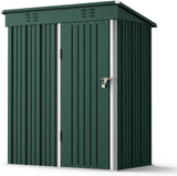 Asofer 5x3ft Green Galvanized Metal Storage Shed, Weatherproof Outdoor Utility Shed with Lockable Single Door & Side Vent for Backyard Patio Lawn