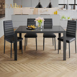 5 Piece Modern Dining Room Sets for Kitchen, Living Room - Black