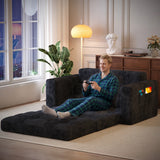 Convertible Loveseat Sofa Bed, Asofer Foldable Floor Sofa Couch , Boneless Couch Folding Recliner Sleeper Chair,No Assembly Required,Black