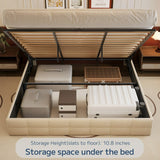 Asofer King Upholstered Bed Frame with Lift Up Storage & Modern Wingback Headboard, No Box Spring Needed, Beige