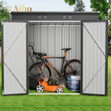 6' x 4' Outdoor Storage Shed with Double Lockable Doors - Gray