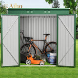 6' x 4' Outdoor Storage Shed with Double Lockable Doors - Green