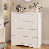 Asofer 32"H 4-Drawer Dresser with Modern Cutout Handles – Stylish Dresser for Bedroom, Living Room，Hallway，White
