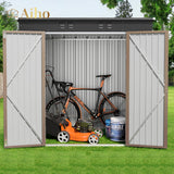 6'x 4' Metal Outdoor Storage Shed for Patio Lawn Garden, Backyard - - Light Brown