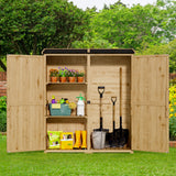 Double Lockable Doors Storage Cabinet with Large Storage Space and 2 Removable Shelves - Natural