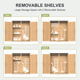 Double Lockable Doors Storage Cabinet with Large Storage Space and 2 Removable Shelves - Natural