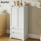 Asofer 47" Kitchen Pantry Storage Cabinet,Floor Cabinet with Doors, Adjustable Shelves and Drawers, for Dining Room, White