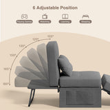 Noelse Sleeper Chair Bed 4 in 1 Sofa Bed, Convertible Chair Assembly-Free Folding Ottoman with Adjustable Backrest and Pillow for Living Room, Office, Dark Gray