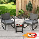 Aiho 3 Pieces Patio Set Outdoor Wicker Furniture Sets with Coffee Table for Yard，Home,Lawn,Balcony, Bistro (Gray)