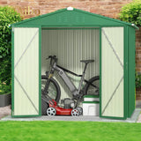 8' x 6' Metal Outdoor Storage Shed with Double Lockable Doors - Green