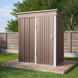 Outdoor Metal Storage Shed, Asofer Galvanized Steel Tool House with Lockable Doors & Vents Waterproof for Backyard Garden Patio Brown