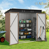 6'x 4' Outdoor Storage Shed with Lockable Doors & basic frame for Backyard Patio Lawns-Light Brown