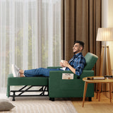 Asofer Sofa Bed Chair, 3 in 1 Convertible Futon Couch, Adjustable Backrest, Breathable and easy to clean, Green