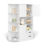 Asofer 60" Large Kitchen Pantry Cabinet with 3 Doors, 2 drawer and Adjustable Shelves, for Dining Room, Living Room, White