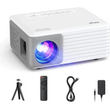 Akiyo O1 Pro 1080P Mini Projector, Phone Projector for Home Theater, Movie, Outdoor, Compatible with iOS/Android/HDMI/USB/TV Stick/PC with Projector Stand