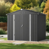 8' x 6' Metal Outdoor Storage Shed with Double Lockable Doors - Gray