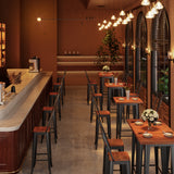 Noelse Bar Table and Chairs Set, Pub Table and Chairs Set of 2 with Elm Solid Wood and Thickened Metal Frame, for Bar, Small Space, Bistro Cafe