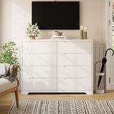 Bedroom Furniture Set - Includes Queen Size Bed Frame with Headboard, 2 Nightstands, 6-Tall Drawer Dresser & 8-Drawer Dresser, White