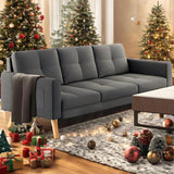 68 "L Futon, Couches and Sofas with Soft Armrest and 3 Comfortable Pillows - Dark Gray