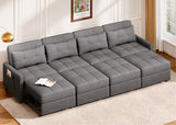 Noelse 58" Sleeper Sofa Bed, Pull-Out Couch with Adjustable Backrest and Side Pocket for Living Room, Dark Gray