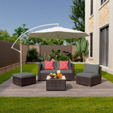Noelse Patio Furniture Set, 5 Piece PE Rattan Outdoor Sectional Sofa Set with Coffee Table and Gray Cushions