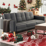 68 "L Futon, Couches and Sofas with Soft Armrest and 3 Comfortable Pillows - Dark Gray