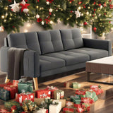 68 "L Futon, Couches and Sofas with Soft Armrest and 3 Comfortable Pillows - Dark Gray