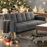 68 "L Futon, Couches and Sofas with Soft Armrest and 3 Comfortable Pillows - Dark Gray