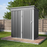 Asofer Outdoor Metal Storage Shed Galvanized Steel Tool House with Lockable Doors & Vents Waterproof for Backyard Garden Patio, Dark Gray