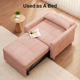 Cloud Corduroy Accent Chair, Deep Memory Foam Seat with Washable Zipper Cover & Arm Pillow, Modern Leisure Single Sofa for Living Room Bedroom Balcony, Orange