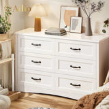 30 "H White Dresser for Bedroom, Double Drawer Dresser, 6 Drawer Dresser for Bedroom, Living Room - White