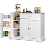 Noelse Kitchen Buffet Cabinet with Storage Small Coffee Bar Cabinet with Drawer, Kitchen Pantry Storage Cabinet with Door and Shelves for Kitchen Bathroom and Living Room, White and Rustic