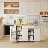 Kitchen Island with Storage, Asofer Multifuctional kitchen island for Kitchen with Drop Leaf, White