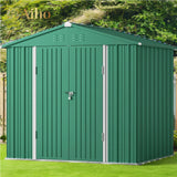 6' x 4' Metal Outdoor Storage Shed with Double Lockable Doors - Green