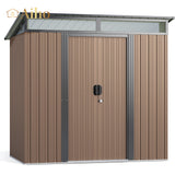 6x4 FT Metal Storage Shed- Brown
