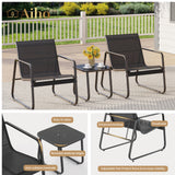 3 piece Patio Furniture Set with Coffee Table for Patio, Garden and Bistro - Black