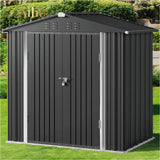 6' x 4' Metal Outdoor Storage Shed with Double Lockable Doors - Gray